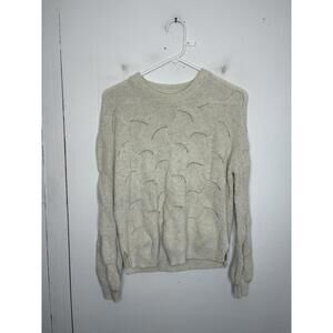 Marine Layer Sweater Womens Small Transition Neutral Cream Shell Eyelet Crewneck